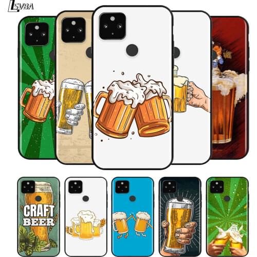 World Beers Summer for Google Pixel 5 4a 4 XL 5G Black Silicone Ring Holder Solft Phone Case