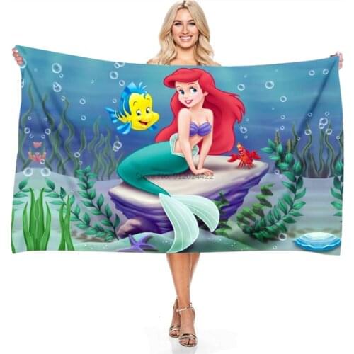 The Little Mermaid Disney Kids Bath Towel Beach Towel Microfiber Printed Adult Children Swimming Towel 70x140cm 140x180cm Size