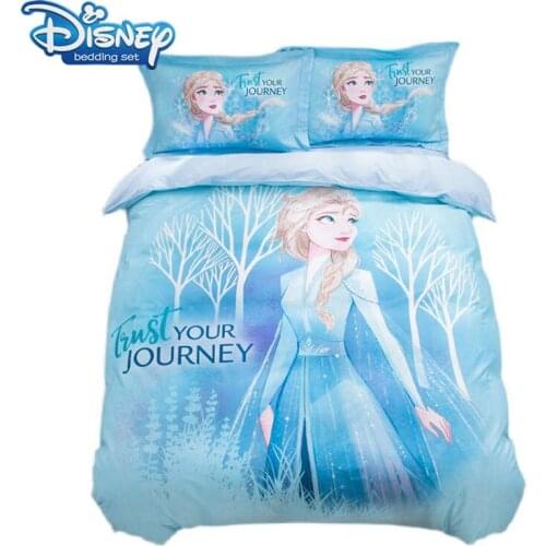 Disney twin size blue Frozen Elsa bedding set for girls bedroom decoration full comforter covers fitted sheet 4pcs cartoon