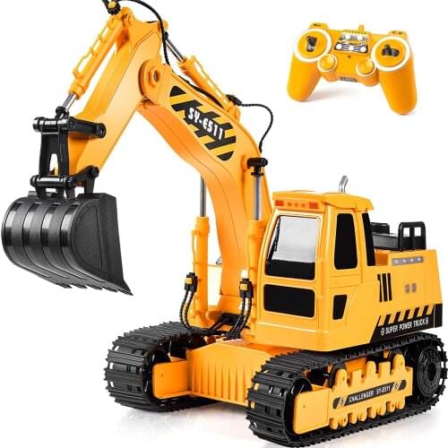 Remote Control Excavator RC Toy 1:20 RC Excavator Toy 3 Separate Motors 11 Channel Construction Tractor with Lights Sounds
