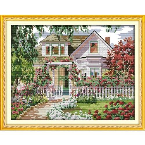 Everlasting Love Christmas Garden Villa Ecological Cotton Cross Stitch Kits 11 14CT Printed Stamped Wedding Decoration For Home