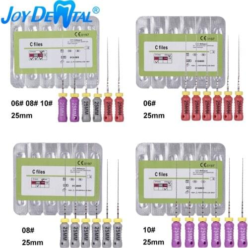 Dental Endodontics C File Endo Root Canal Hand Use 25mm 6# 8# 10# 25mm 6pcs/Kit Stainless Steel