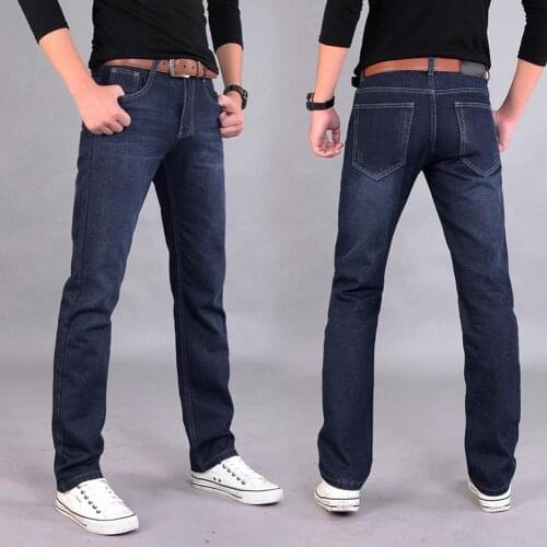 Classic Men Casual Mid-Rise Straight Denim Jeans Long Pants Comfortable Trousers new