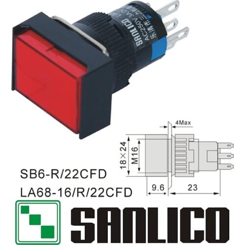Illuminated Push Button Switch XB6EDW4J1P XB6EDW4B2P LA68 LAS1 LAY SB616R/22CFD Momentary Spring Return 16mm