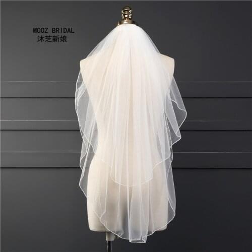 Short Bridal Veils Pencil Edge Elbow Length Soft Tulle Two Layer New 2017 Real Images Wholesale Factory Price Cheap Wedding Veil