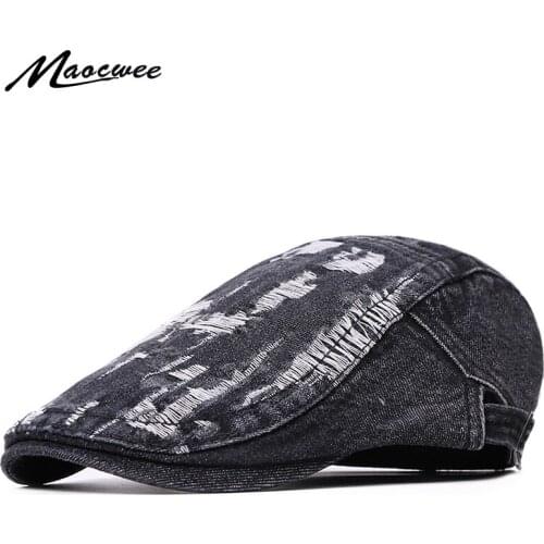 New Mens Cowboy Berets Hat Fashion Women Retro Sun Visor Hats Unisex Adjustable Size Vintage Jeans Cotton Hat