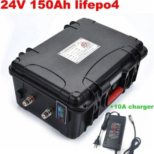 4pcs 24V 150Ah lifepo4 lithium Battery 24V for motorhomes Solar energy Cleaning machine + 10A Charger