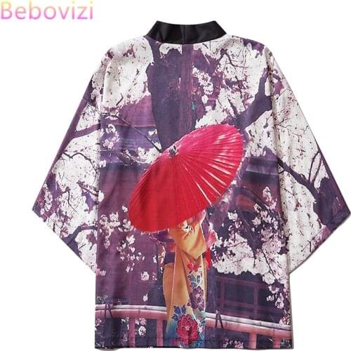M-XXL 2021 New Fashion Loose Japanese Streetwear Ukiyoe Cardigan Women Men Harajuku Haori Kimono Cosplay Blouse Yukata Clothes