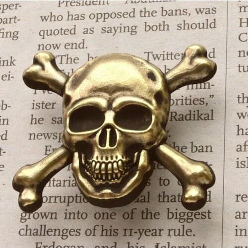 Metal Badge Skull Skeleton Retro Gold Ancient Silver Medallion Brooches For Clothes Collar Hat Jeans Accessories