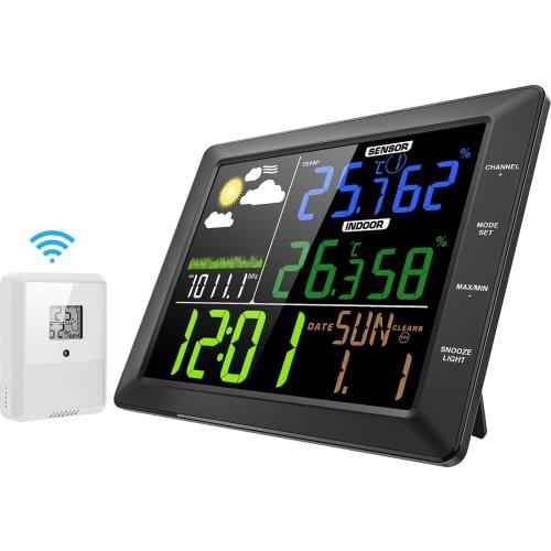 Weather Station Clocks Wireless indoor Outdoor Sensor Digital LED Calendars Clock With Temperature And Humidity Snooze Alarm
