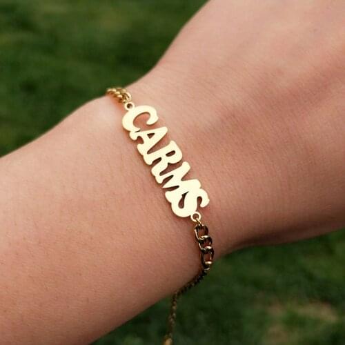 Minimal Nameplate Bracelet Gold Figaro Chain Custom Name Bracelet Women Men Personalized Jewelry Bridesmaid Gift