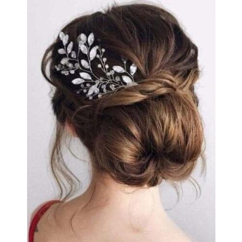 Fashion Silver Rhinestone Bridal Headwear Crystal Hairpins Flower Head Jewelry Women Hair Ornaments Marriage Headdress for Bride