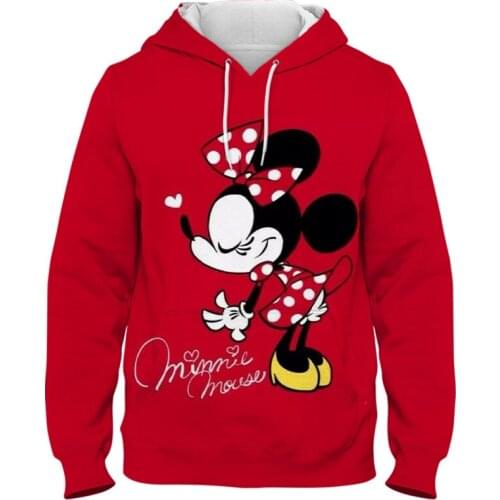 Disney Minnie Mouse Mens Hoodies 3D Printed Cartoon Anime Women Sweatshirt Spring Long Sleeve Children Pullovers