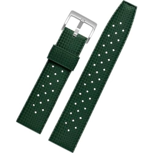 Soft breathable silicone watchband waterproof rubber strap for S-eiko SRPD63 H-amilton watch male 20mm 22mm black green bracelet