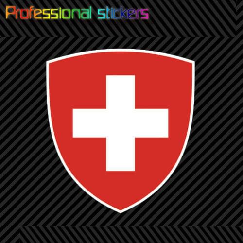 Swiss Coat of Arms Sticker Decal Self Adhesive Vinyl Switzerland Flag CHE CH Stickers for Cars, Bicycles, Laptops, Motos