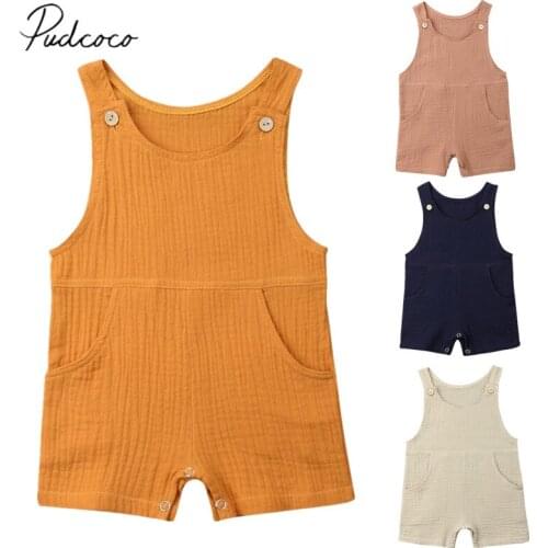2019 Brand New Hot Newborn Infant Baby Cotton Romper Jumpsuit Playsuit Clothes Outfit Solid Sunsuit Children Summer Clothing