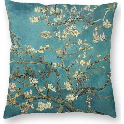 Original Van Gogh Art Restored Blossoming Almond Tree Square Pillow Case Polyester Throw Pillow Fashion Cushion Covers