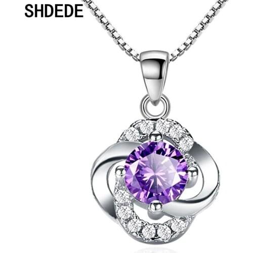 SHDEDE Fashion Clover Necklace Pendant Embellished With Crystals From Swarovski 925 Silver Wedding Party Jewelry -WH187