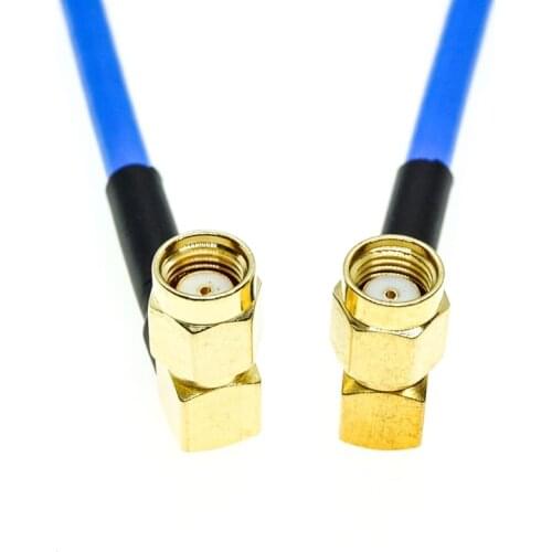 RPSMA male right angle to RP SMA male right angle RA Connector RG405 .086" Semi Flexible Coaxial Cable RG-405 Blue
