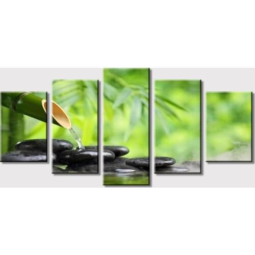 Custom Canvas Still Life painting Bamboo and Stone Landscape Canvas Prints Wall Pictures for Living Room Decor Drop shipping