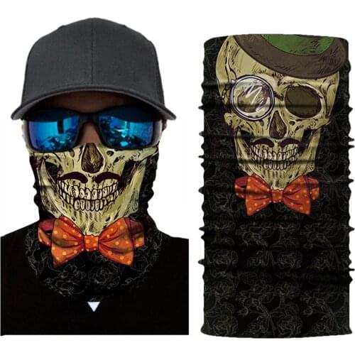 1pc Skull 3D Seamless Joker Face Mask Tactical Neck Gaiter Outdoor Sports Head Bandana Headwear Bandanas Magic Scarf
