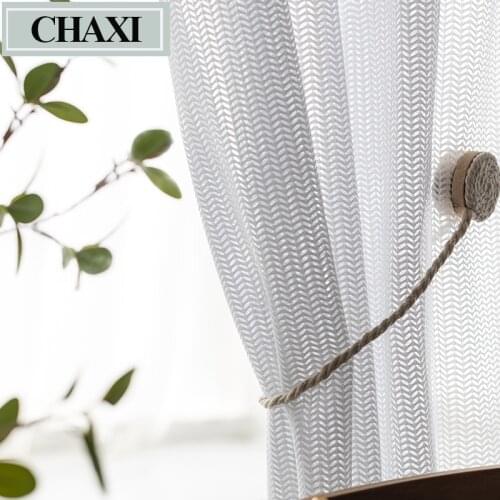CHAXI Modern Window Tulle Curtains for Living Room Fish Bone Style Voile Lace Sheer Curtains for Bedroom Blinds Kitchen Panel
