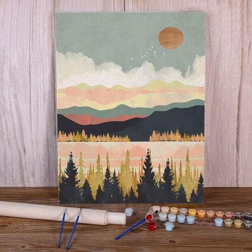 Modern Abstract Landscape DIY Painting By Numbers Set Acrylic Paints 50*70 Oil Painting Wall Decoration Adults Drawing