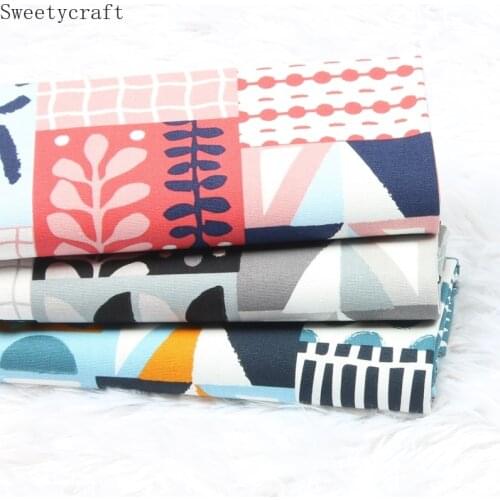 110x45cm Thin fabric by Half Yard Leaves Grid Cotton Cloth DIY Sewing Dress Clothes Patchwork Home Textile Needwork Material