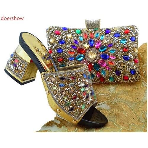 Doershow African Matching Shoes and Bags Italian In Women Italian Shoes and Bags To Match Shoes with Bag Set Party Shoes SFG1-2