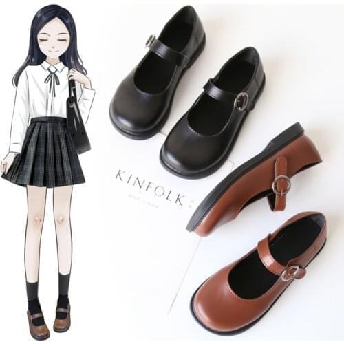 Jk uniform shoes female ins retro British style Korean version of the wild soft girl lo shoes Japanese Jk unifor