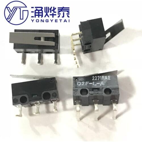 YYT 2PCS D2F-L-A Handle Micro Switch, Curved Foot Vertical Small Limit Limit Switch