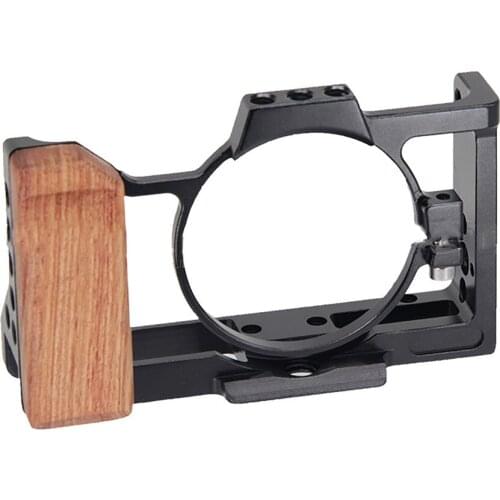 Camera Protective Cage Wooden Grip Handle for Sony ZV1 Camera Expansion Cage Photography Stabilizer Housing Case Quick Release