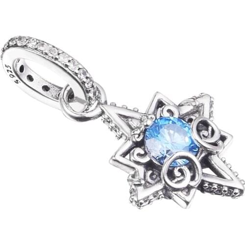 Woman DIY Beads Cinderella Blue Star Pendant Fits 925 Silver Original Bracelets Beaded Chain Jewelry Making 2021 New Wholesale