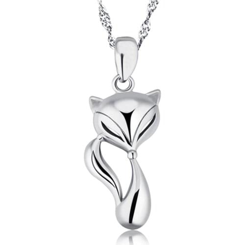 New Fashion 925 Sterling Silver Animal Fox Pendant Necklace for Women Girl Lovely Collier Choker Necklaces Collar Jewelry