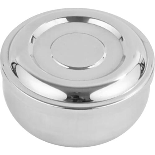 1pc Stainless Steel Korean Kitchen Restaurant Dinner Soup Rice Bowl & Cover