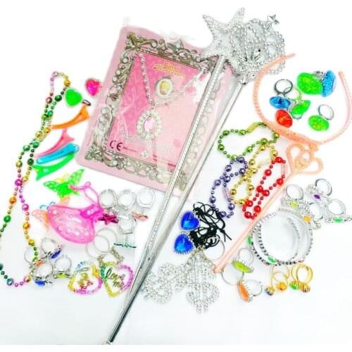 100PCS PRINCESS Queen SET Bracelet WAND RING Dress Up Costume Kid Pretend Girl Toy Gift Birthday Party Favors Pinata Bag Filler