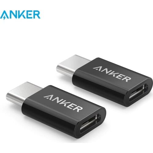 [2 in 1 Pack] Anker USB-C (Male) to Micro USB (Female) Adapter, Allows Micro USB to USB-C Data Transfer, Uses 56K Resistor