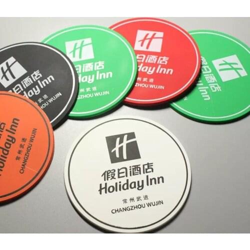 20pcs/lot 9cm PVC Cup Mat Personalized Name Soft PVC Coasters Customized Logo for Wedding Party Company Bar Club