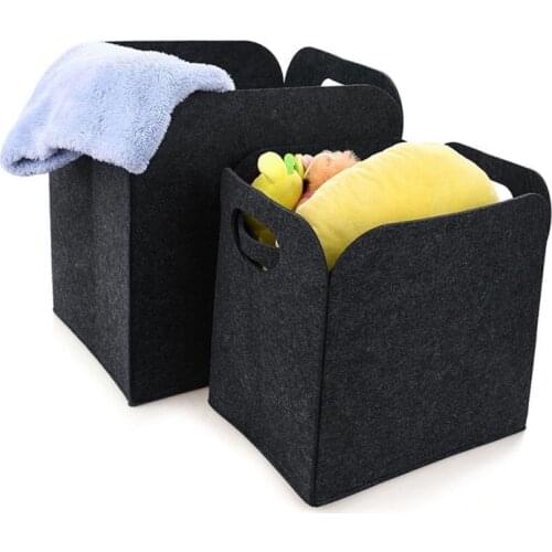 3PCs Portable Felt Laundry Basket Clothes Toys Sundries Storage Basket Cloth Felt Bedroom Toys Organizer Storage Bins