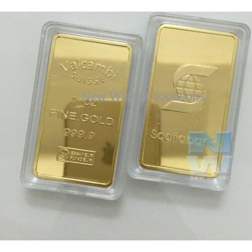 3pcs/lot 1 oz 24k Pure Gold Plated Bar High quality Replica Bullion Bars Free shipping