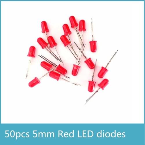 50pcs LED light emitting diode 5MM bright red compatible arduino