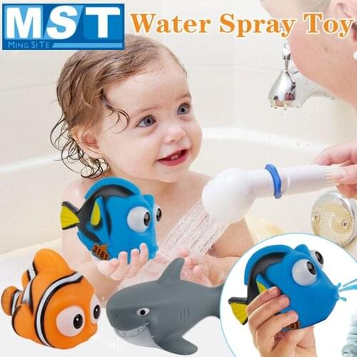 8PCS Water Spraying Cartoon Fish Games Childrens Squeeze Floating Beach Swimming Pet Soft Rubber Baby Tub Diving Bath Toys Gift