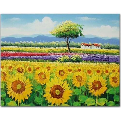 Frameless Handpainted High Quality Sunflower Oil Painting Wall Art Pictures On Canvas Painting For Living Room Wall Decor