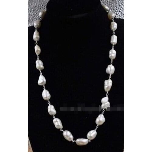Free shipping >>>>Baroque Long 25inch genuine cultured pearl necklace 10-11mm