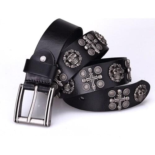Free Shipping,100% cow leather buckle belt.genuine leather rivet belts,mens fashion skull belt.new punk