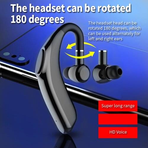 X18 Wireless Bluetooth 5.1 Headphones Ear-Hook Single Earbud with Mic In-Ear Sports Headset Sweatproof Noise Reduction Earphone