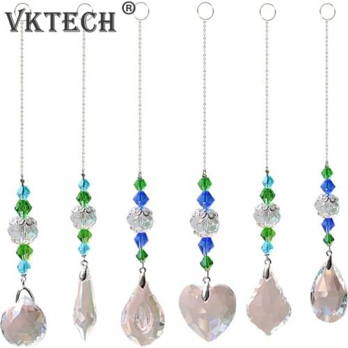 Shiny Handles Crystal Hanging Prism Pendant Ball Chakra Beads Strand Design Rainbow Chandelier Home Decoration