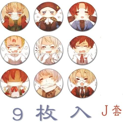 11pcs/set 58MM Animation APH Axis Power Hetalia World Twinkle Super Cute Italian American China Badge Brooch Pins Backpack