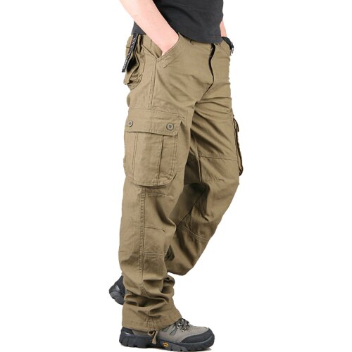 Mens Cargo Pants Casual Multi Pockets Military Tactical Pants Men Outwear Streetwear Army Straight Slacks Long Trousers 29-44