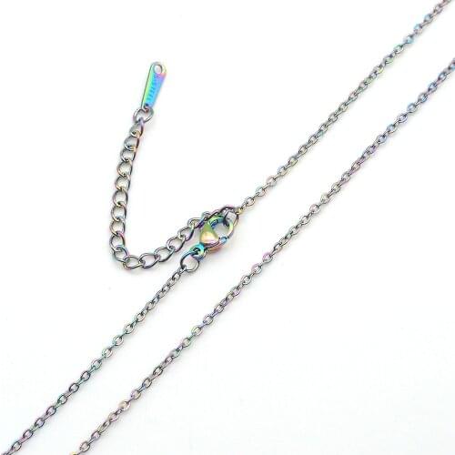 5pcs/lot 2mm Stainless Steel Rainbow Color Cross Basic Chain Necklaces Wholesale Accept OEM Order Bracelet Making Charms